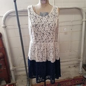 Rue21 Navy Beige Lg Lace Sleeveless Dress